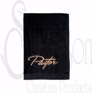 Towel: Pastor [Black w/Gold Lettering] - Swanson 